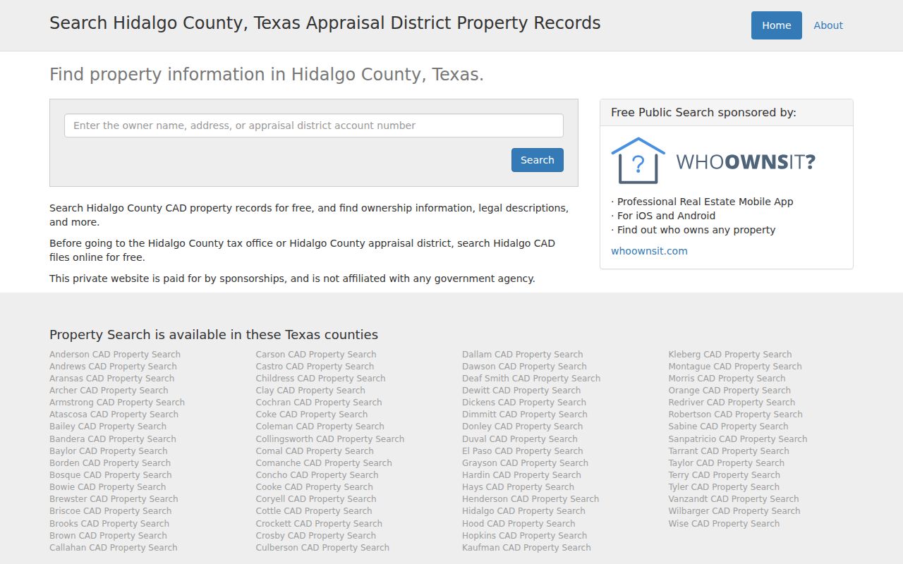 McAllen residents directory Hidalgo County Appraisal District property search