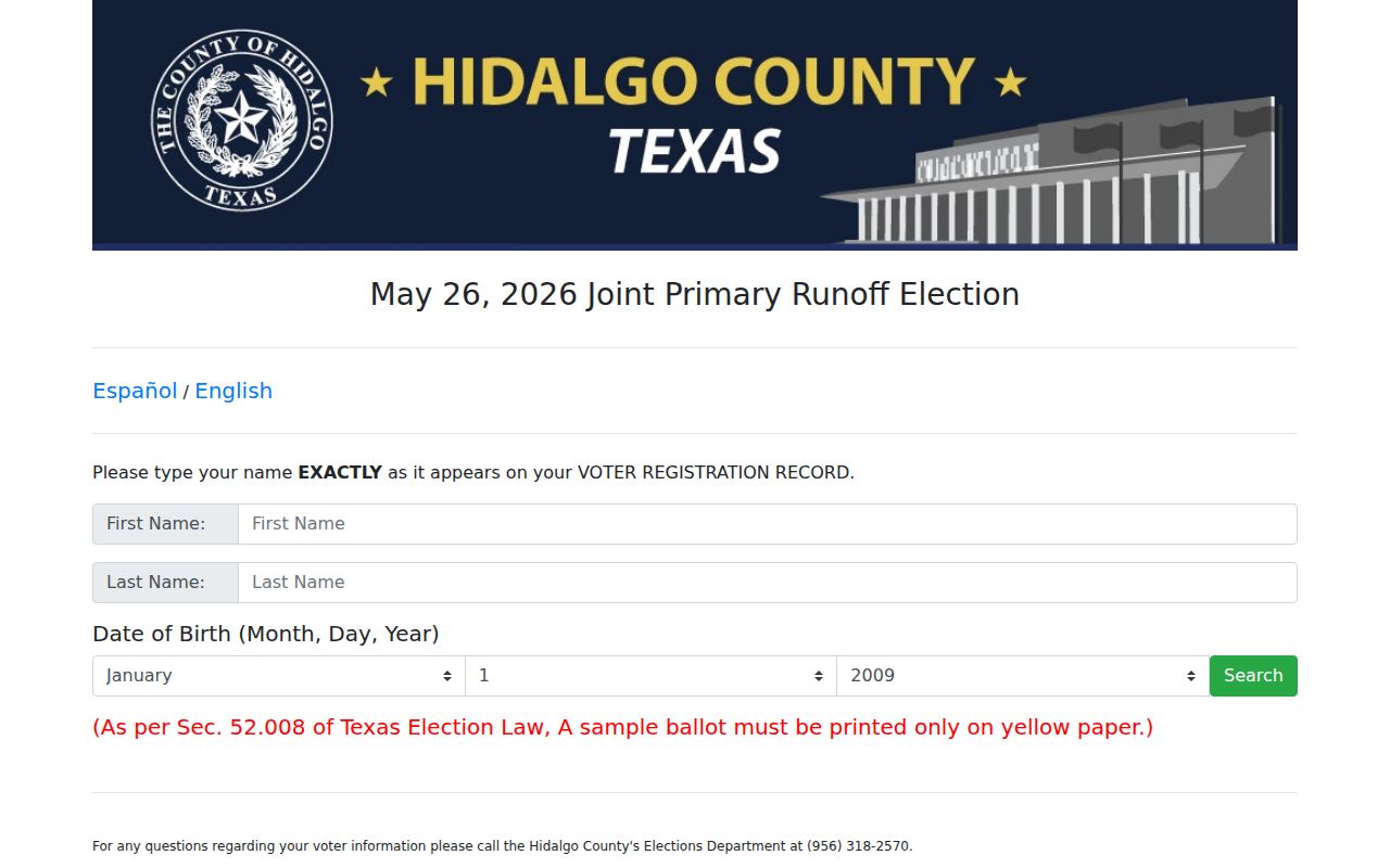 McAllen residents directory Hidalgo County voter lookup form