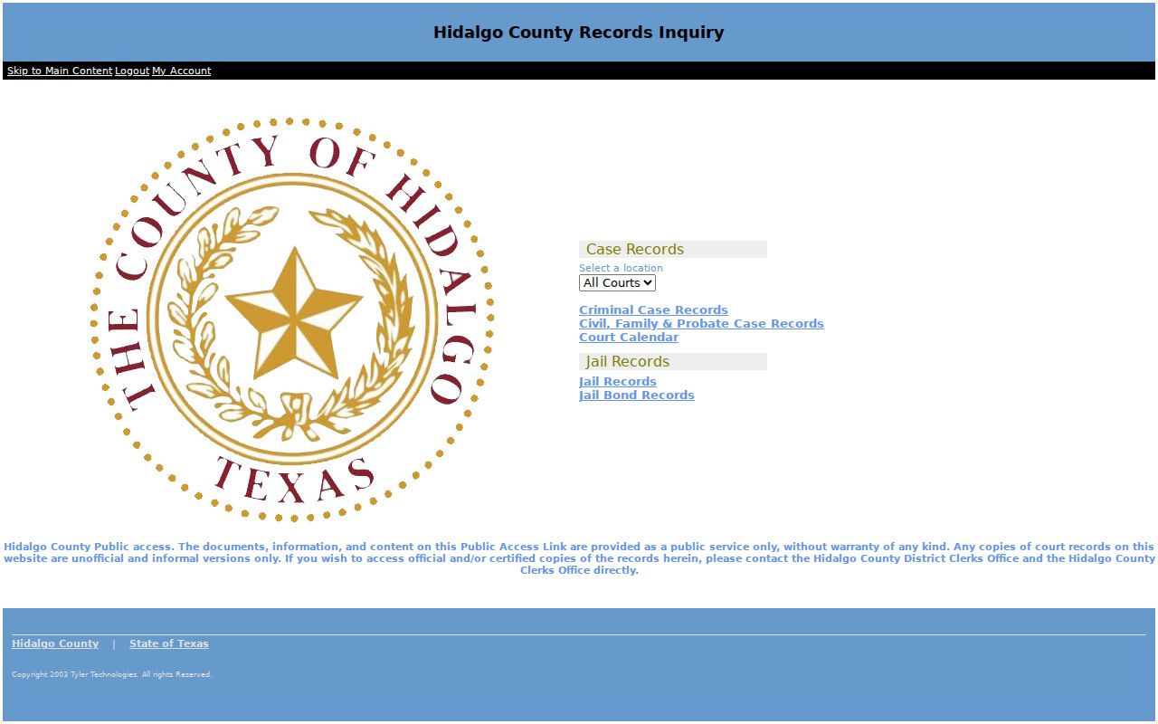 McAllen residents directory Hidalgo County Odyssey court records portal
