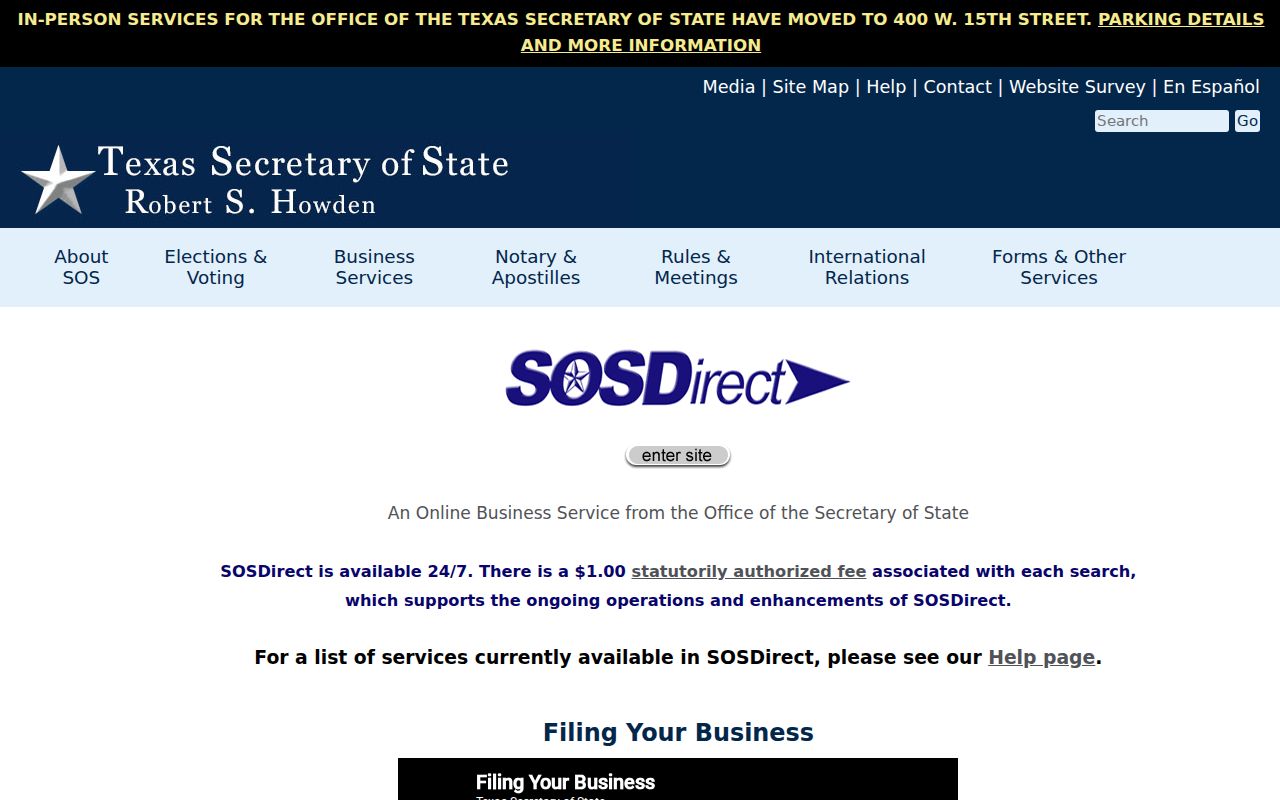 McAllen resident lookup through Texas SOSDirect business records