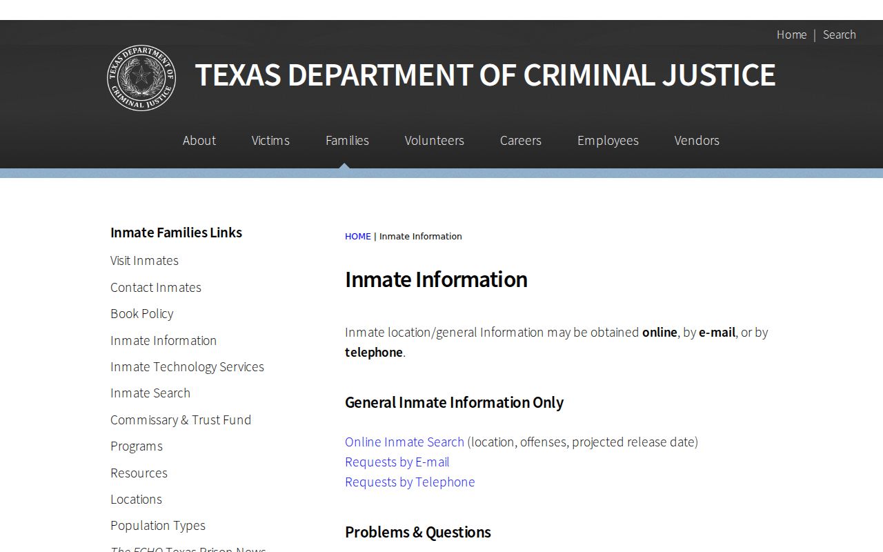 McAllen resident lookup using the Texas state inmate information page